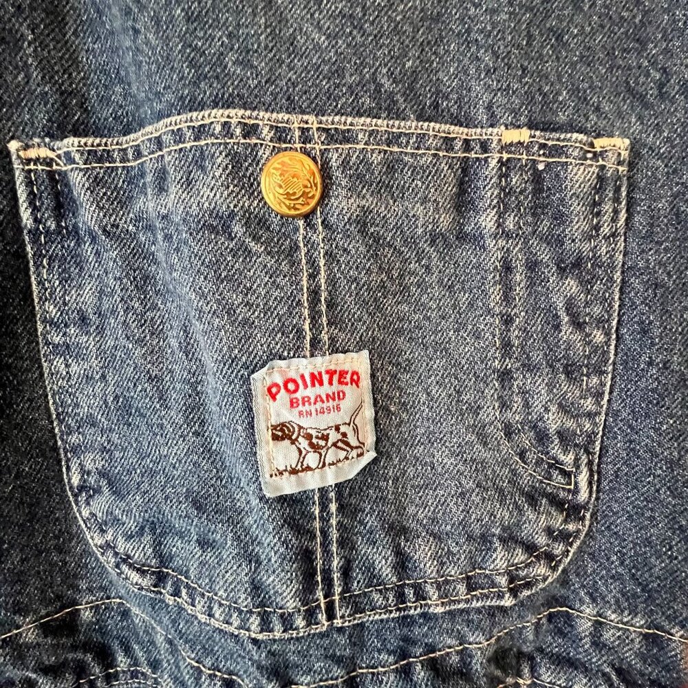 Vtg Pointer Denim Bib Overalls USA Size 36 Workwear Straight Leg Farmer 18916 - Picture 6 of 16